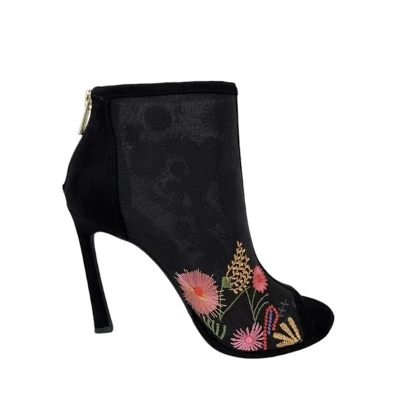 JESSICA SIMPSON Pascal Peeptoe Booties 8 Boots Boho Embroidered Stiletto Heels - Picture 5 of 15